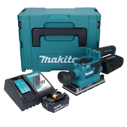 Makita DBO 381 RM1JU 18 V 93 x 185 mm Vibrofinitrice a batteria senza spazzole + 1x batteria 4,0 Ah + caricabatterie + Makpac