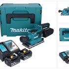 Makita DBO 381 RMJU Akku Schwingschleifer 18 V 93 x 185 mm Brushless + 2x Akku 4,0 Ah + Ladegerät + Makpac