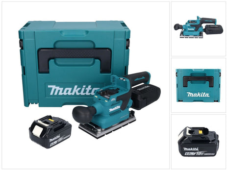 Lijadora orbital a batería Makita DBO 381 G1JU 18 V 93 x 185 mm sin escobillas + 1x batería 6,0 Ah + Makpac - sin cargador