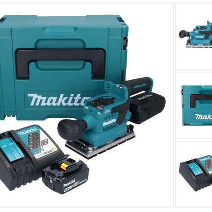 Makita DBO 381 RG1JU 18 V 93 x 185 mm Vibrofinitrice a batteria senza spazzole + 1x batteria 6,0 Ah + caricabatterie + Makpac