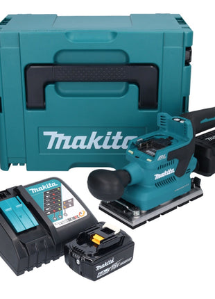 Makita DBO 381 RG1JU Akku Schwingschleifer 18 V 93 x 185 mm Brushless + 1x Akku 6,0 Ah + Ladegerät + Makpac