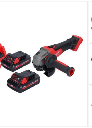 Amoladora angular a batería Milwaukee M18 FSAG125X-302 18 V 125 mm sin escobillas + 2x baterías 3,0 Ah + cargador