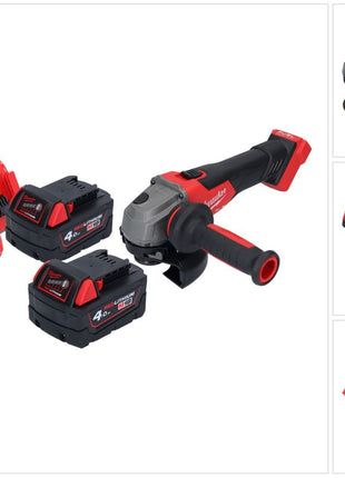 Meuleuse d'angle sur batterie Milwaukee M18 FSAG125X-402 18 V 125 mm sans balais + 2x batteries 4,0 Ah + chargeur