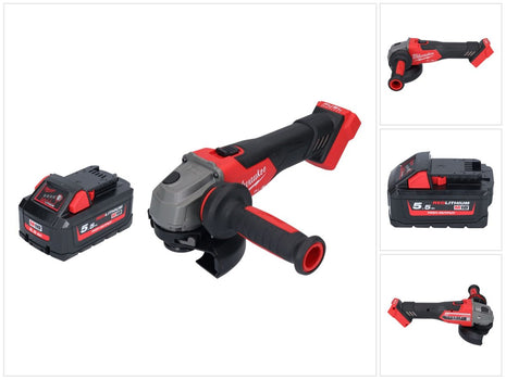 Amoladora angular a batería Milwaukee M18 FSAG125X-551 18 V 125 mm sin escobillas + 1x batería 5,5 Ah - sin cargador