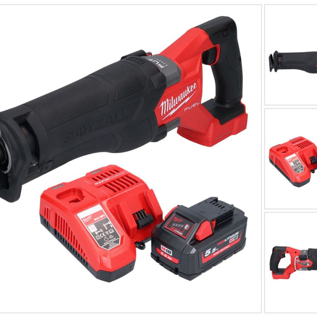 Milwaukee M18 FSZ-551 Akku Recipro Säbelsäge 18 V Brushless + 1x Akku 5,5 Ah + Ladegerät