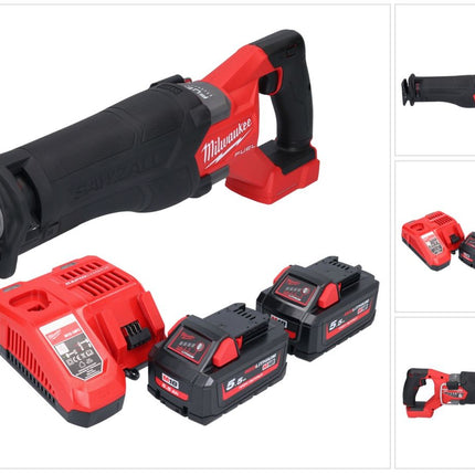 Sierra de sable Milwaukee M18 FSZ-552 sin cable 18 V sin escobillas + 2x batería 5,5 Ah + cargador