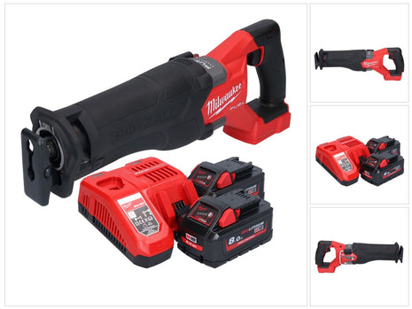 Milwaukee M18 FSZ-802 akumulatorowa pilarka szablasta 18 V bezszczotkowa + 2x akumulator 8,0 Ah + ładowarka