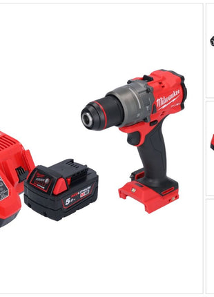 Milwaukee M18 FPD3-501 Perceuse-visseuse à percussion sans fil 18 V 158 Nm Brushless + 1x batterie 5,0 Ah + chargeur