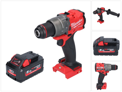 Milwaukee M18 FPD3-551 akumulatorowa wiertarko-wkrętarka udarowa 18 V 158 Nm bezszczotkowa + 1x akumulator 5,5 Ah - bez ładowarki