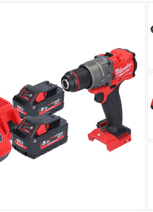 Taladro percutor inalámbrico Milwaukee M18 FPD3-552 18 V 158 Nm sin escobillas + 2x baterías 5,5 Ah + cargador