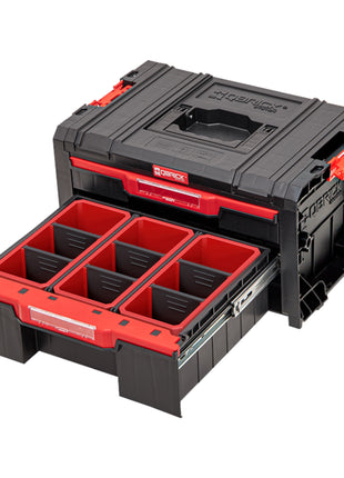 Qbrick System PRO Drawer 2 Toolbox 2.0 Expert stapelbar 450 x 310 x 244 mm 4,5 l 9,5 l IP54 mit zwei Schubläden 10 Inlays und 6 Trennwänden