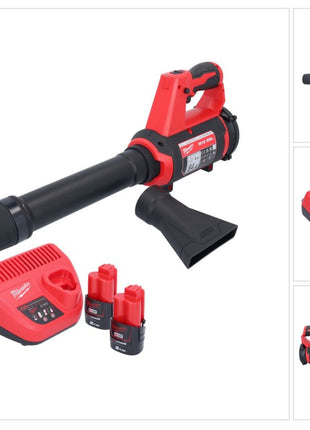 Milwaukee M12 BBL-202 Akku Gebläse 12 V + 2x Akku 2,0 Ah + Ladegerät