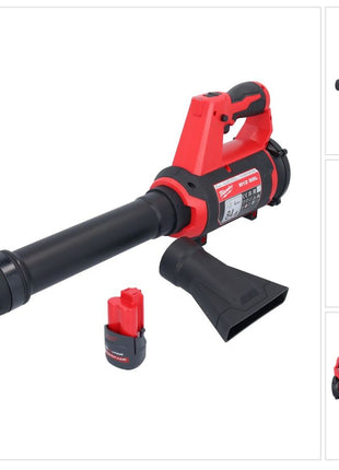 Milwaukee M12 BBL-251 Akku Gebläse 12 V + 1x Akku 2,5 Ah - ohne Ladegerät