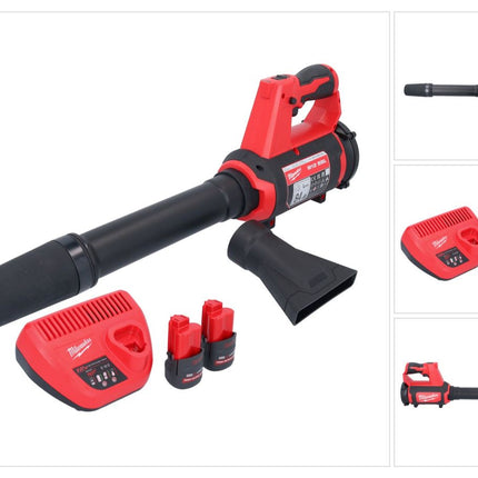 Souffleur à batterie Milwaukee M12 BBL-252 12 V + 2x batteries 2,5 Ah + chargeur