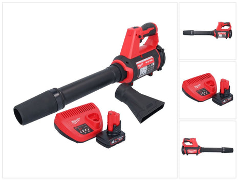 Soplador a batería Milwaukee M12 BBL-401 12 V + 1x batería 4,0 Ah + cargador