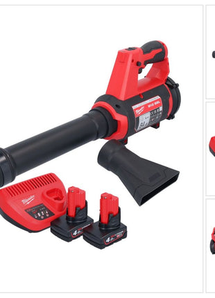 Souffleur à batterie Milwaukee M12 BBL-402 12 V + 2x batteries 4,0 Ah + chargeur