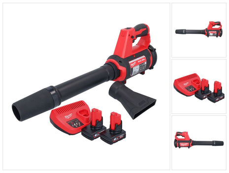 Souffleur à batterie Milwaukee M12 BBL-402 12 V + 2x batteries 4,0 Ah + chargeur