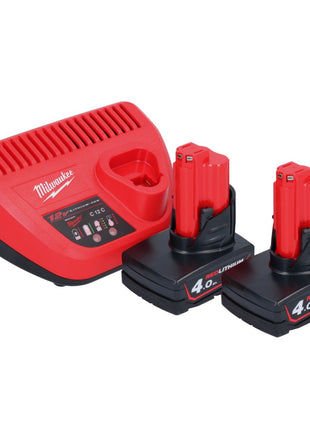 Souffleur à batterie Milwaukee M12 BBL-402 12 V + 2x batteries 4,0 Ah + chargeur