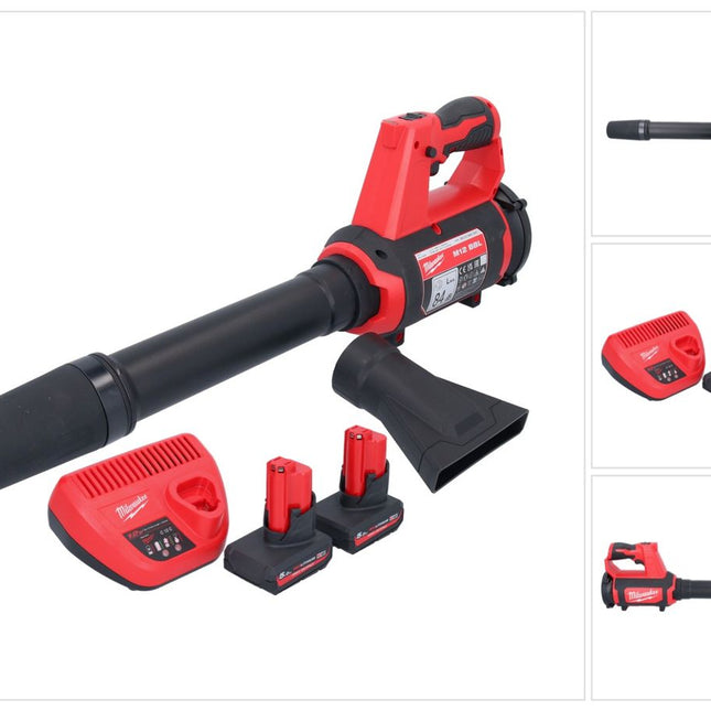 Milwaukee M12 BBL-502 Akku Gebläse 12 V + 2x Akku 5,0 Ah + Ladegerät