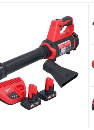 Milwaukee M12 BBL-602 Akku Gebläse 12 V + 2x Akku 6,0 Ah + Ladegerät