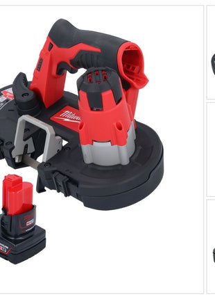 Milwaukee M12 BS-401 Akku Bandsäge 12 V 41 x 41 mm + 1x Akku 4,0 Ah - ohne Ladegerät