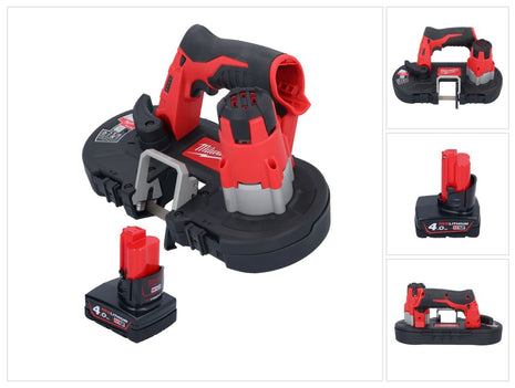 Sierra de cinta a batería Milwaukee M12 BS-401 12 V 41 x 41 mm + 1x batería 4,0 Ah - sin cargador