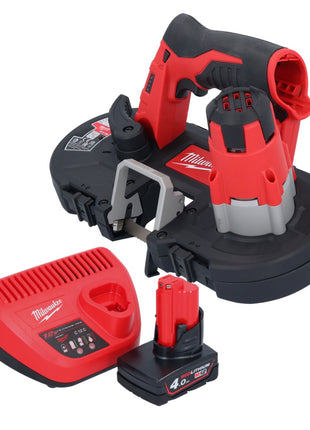 Scie à ruban à batterie Milwaukee M12 BS-401 12 V 41 x 41 mm + 1x batterie 4,0 Ah + chargeur