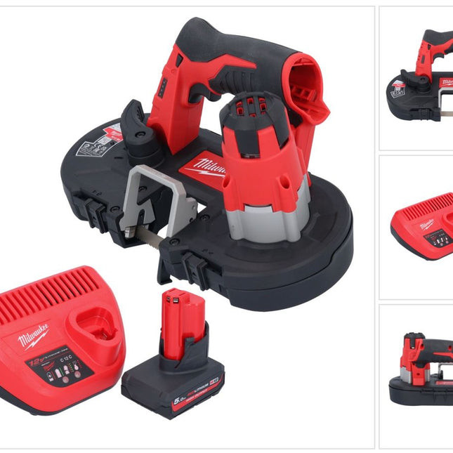 Milwaukee M12 BS-501 Akku Bandsäge 12 V 41 x 41 mm + 1x Akku 5,0 Ah + Ladegerät
