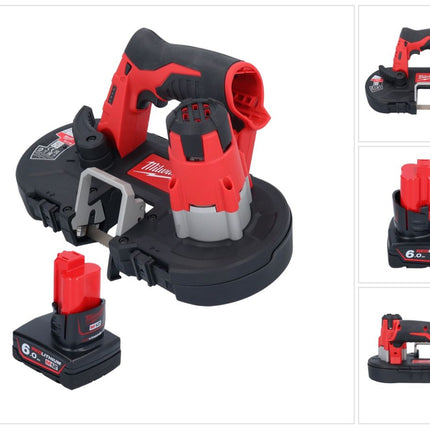 Milwaukee M12 BS-601 Akku Bandsäge 12 V 41 x 41 mm + 1x Akku 6,0 Ah - ohne Ladegerät