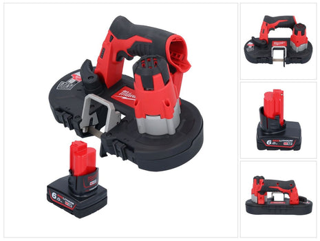 Sega a nastro a batteria Milwaukee M12 BS-601 12 V 41 x 41 mm + 1x batteria 6,0 Ah - senza caricatore