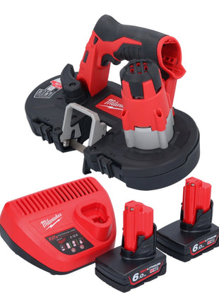 Scie à ruban à batterie Milwaukee M12 BS-602 12 V 41 x 41 mm + 2x batteries 6,0 Ah + chargeur