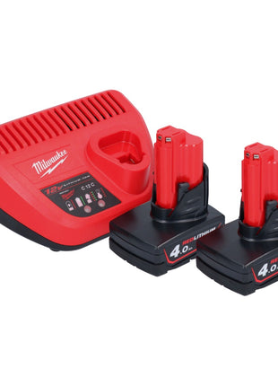 Bomba de trasvase a batería Milwaukee M12 BSWP-402 12 V 34 l/min + 2x baterías 4,0 Ah + cargador