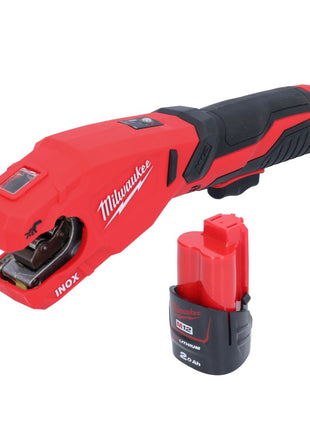 Coupe-tubes en acier inoxydable sur batterie Milwaukee M12 PCSS-201 12 V 12 - 28 mm + 1x batterie 2,0 Ah - sans chargeur