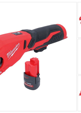 Milwaukee M12 PCSS-251 Akku Edelstahl Rohrabschneider 12 V 12 - 28 mm + Akku 2,5 Ah - ohne Ladegerät