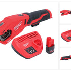 Milwaukee M12 PCSS-251 Cortatubos inalámbrico de acero inoxidable 12 V 12 - 28 mm + 1x batería recargable 2,5 Ah + cargador