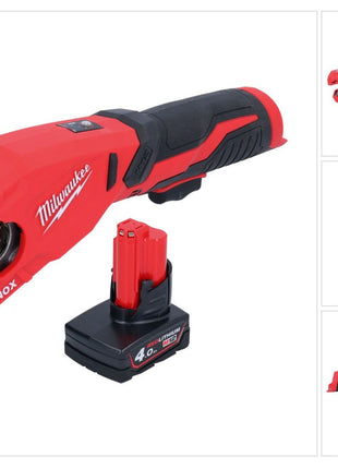 Milwaukee M12 PCSS-401 cortatubos de acero inoxidable a batería 12 V 12 - 28 mm + 1x batería 4,0 Ah - sin cargador