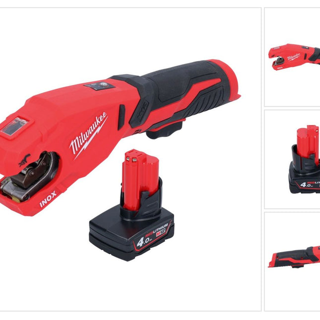 Milwaukee M12 PCSS-401 cortatubos de acero inoxidable a batería 12 V 12 - 28 mm + 1x batería 4,0 Ah - sin cargador