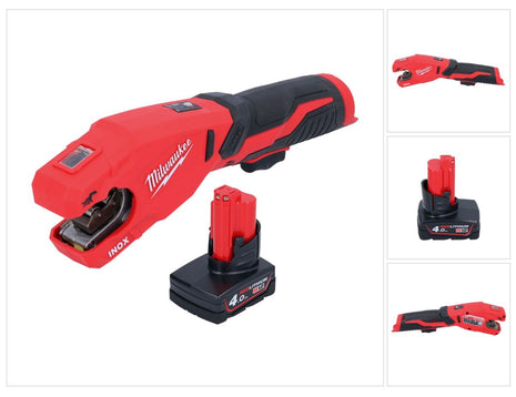 Milwaukee M12 PCSS-401 cortatubos de acero inoxidable a batería 12 V 12 - 28 mm + 1x batería 4,0 Ah - sin cargador