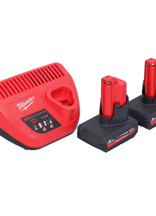 Milwaukee M12 PCSS-502 cortatubos de acero inoxidable a batería 12 V 12 - 28 mm + 2x baterías 5,0 Ah + cargador