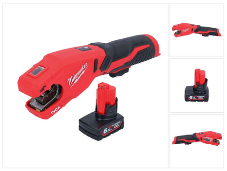 Milwaukee M12 PCSS-601 Tagliatubi a batteria in acciaio inox 12 V 12 - 28 mm + 1x batteria 6,0 Ah - senza caricabatterie