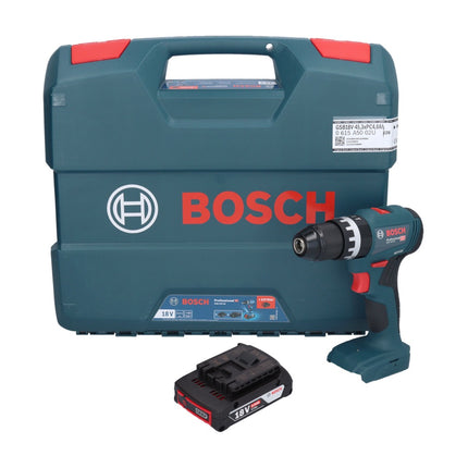 Bosch GSB 18V-45 Profesjonalna akumulatorowa wiertarko-wkrętarka udarowa 18 V 45 Nm bezszczotkowa + 1x akumulator 2,0 Ah + walizka L - bez ładowarki