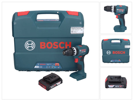 Bosch GSB 18V-45 Taladro percutor inalámbrico profesional 18 V 45 Nm sin escobillas + 1x batería 2,0 Ah + estuche L - sin cargador