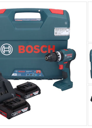 Bosch GSB 18V-45 Professional perceuse à percussion sans fil 18 V 45 Nm (06019K3302) sans balais + 2x batterie 2,0 Ah + chargeur + mallette en L