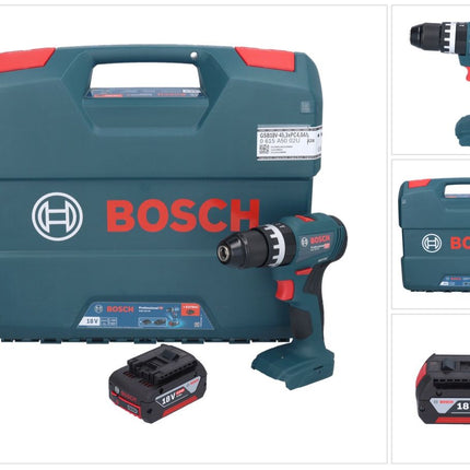 Bosch GSB 18V-45 Profesjonalna akumulatorowa wiertarko-wkrętarka udarowa 18 V 45 Nm bezszczotkowa + 1x akumulator 4,0 Ah + walizka L - bez ładowarki