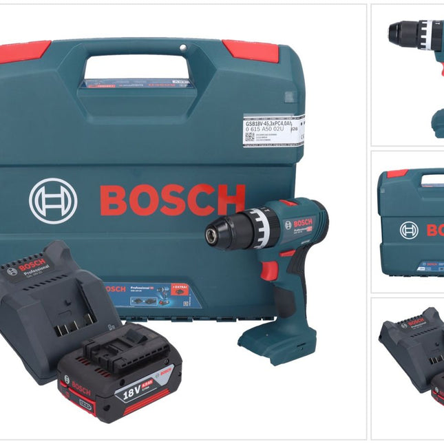 Bosch GSB 18V-45 Professional Akku Schlagbohrschrauber 18 V 45 Nm Brushless + 1x Akku 4,0 Ah + Ladegerät + L-Case
