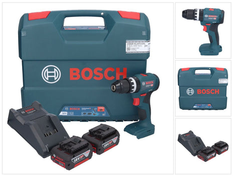 Bosch GSB 18V-45 Professional Perceuse-visseuse à percussion sans fil 18 V 45 Nm Brushless + 2x batterie 4,0 Ah + chargeur + L-Case