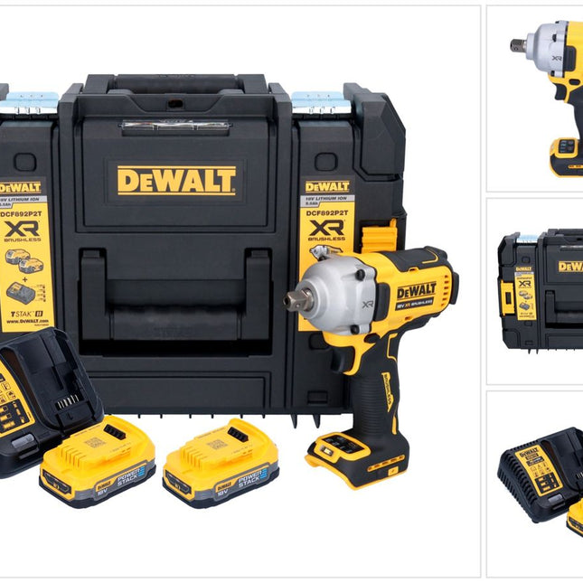 DeWalt DCF 892 E2T Akku Schlagschrauber 18 V 813 Nm 1/2" Brushless + 2x Akku 1,7 Ah + Ladegerät + TSTAK