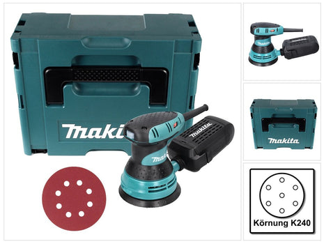 Makita BO 5031 Exzenterschleifer 300 Watt 125 mm + 50x Schleifpapier K240 + Makpac