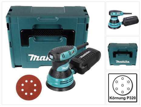 Makita BO 5031 Szlifierka oscylacyjna 300 W 125 mm + 50x papier ścierny K320 + Makpac