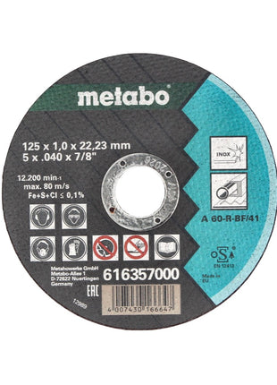 Metabo WE 15-125 Meuleuse d'angle rapide 1550 W 125 mm + 10x disques à tronçonner